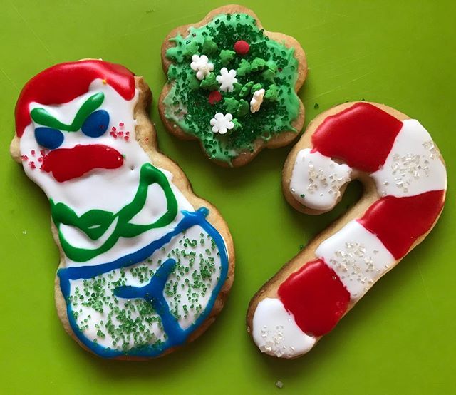 Decorated some #Christmas cookies today. Can you tell who did which? #Meliamae