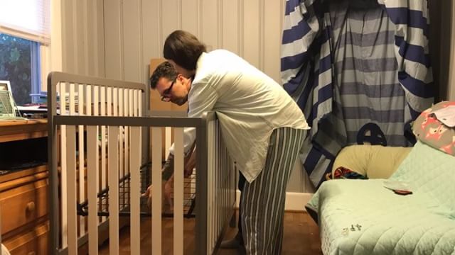 Just put the crib together. (We’re still working on arranging everything.) Now we just need those babies! @tris_ten_meagan_dotsey #DotseyDuo #babyprep #twinning #timelapse