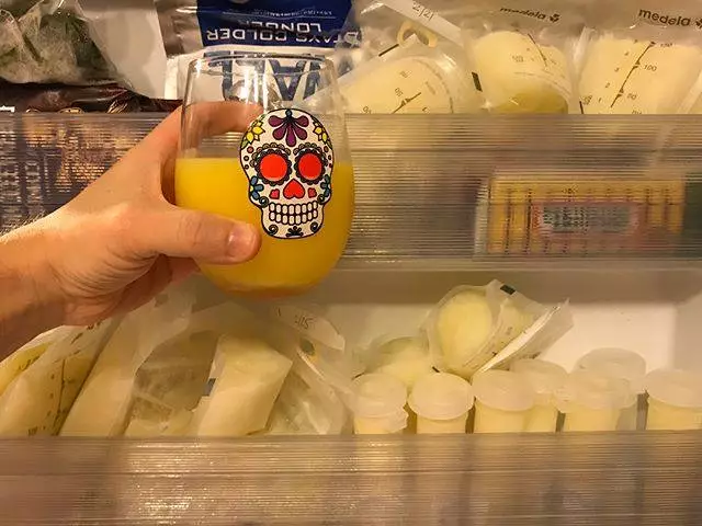 “Finish that bottle of vodka so I can make room in the freezer for more breast milk,” she said. “Okay,” I said. #screwdriver #breastmilk #twinlife #pumpinainteasy #pumpingmama