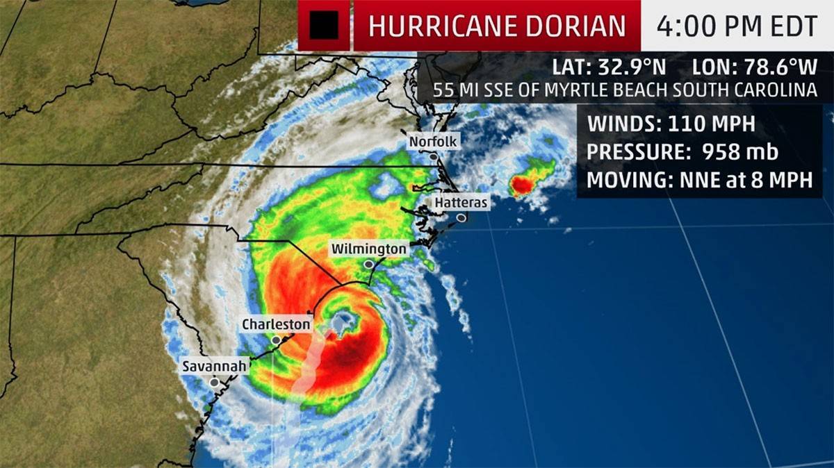 Hurricane Dorian September 5, 4 PM from The Weather Channel